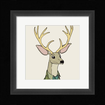 Framed Deer on Cream Print
