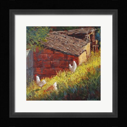Framed Chickens Print