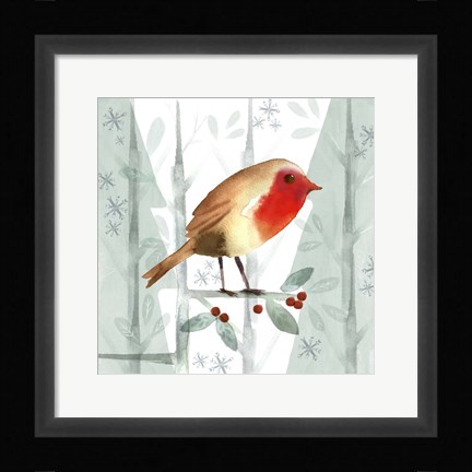 Framed Christmas Hinterland III-Robin Print