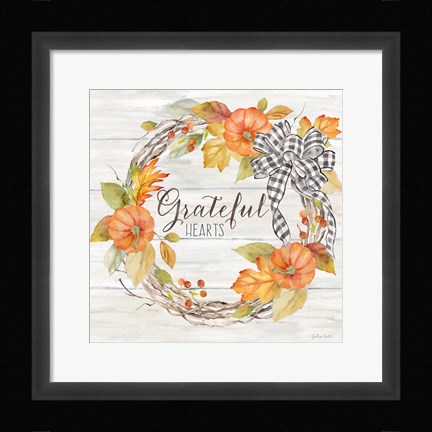 Framed Pumpkin Patch Wreath II-Grateful Print