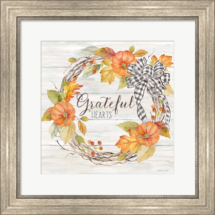 Framed Pumpkin Patch Wreath II-Grateful Print