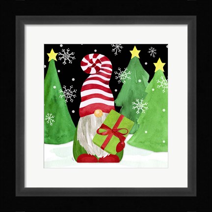 Framed Gnome for Christmas II-Gnome Present Print