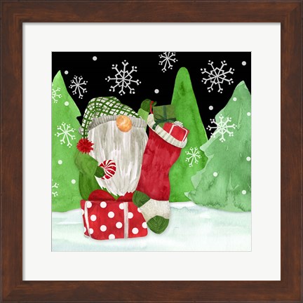 Framed Gnome for Christmas IV-Gnome Stocking Print