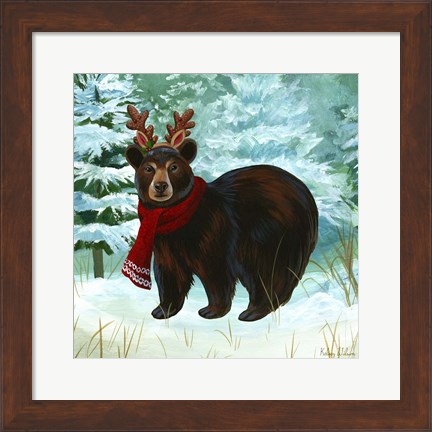 Framed Winterscape I-Bear Print
