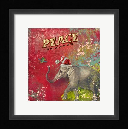 Framed Colorful Christmas I-Elephant Peace Print