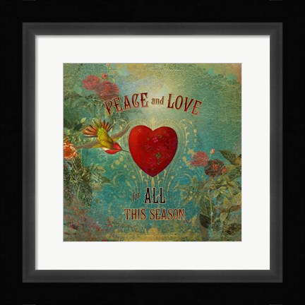 Framed Colorful Christmas VII-Peace &amp; Love Print