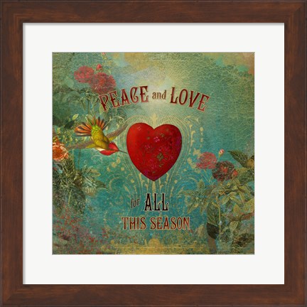 Framed Colorful Christmas VII-Peace &amp; Love Print