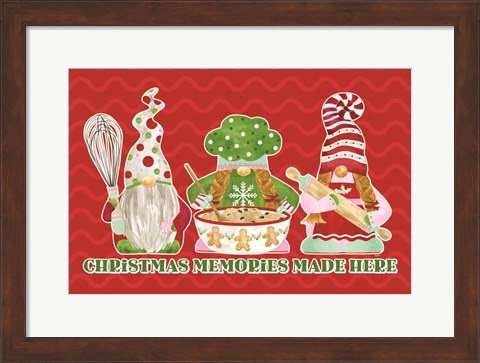 Framed Christmas Bakers III on Red Print