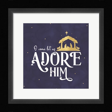 Framed O Holy Night VI on Blue Print