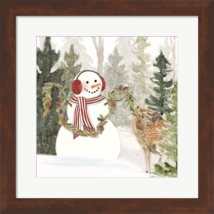 Framed Christmas in the Woods I Print