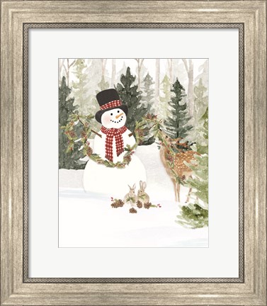Framed Christmas in the Woods Portrait I Print