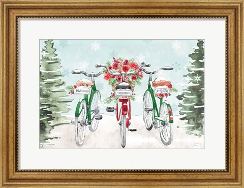 Framed Holiday Ride I Red and Green Print