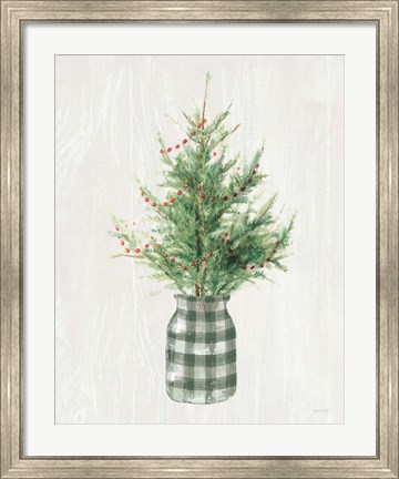 Framed White and Bright Christmas Tree II Plaid Print