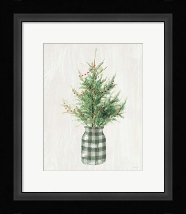 Framed White and Bright Christmas Tree II Plaid Print