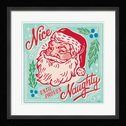 Framed Naughty and Nice II Bright Print