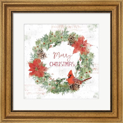 Framed Wooded Holiday V Christmas Print