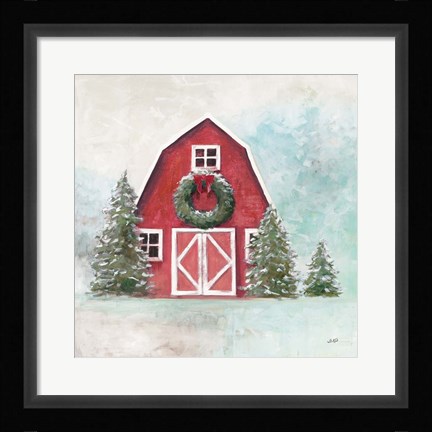 Framed December Barn Blue Sky Print