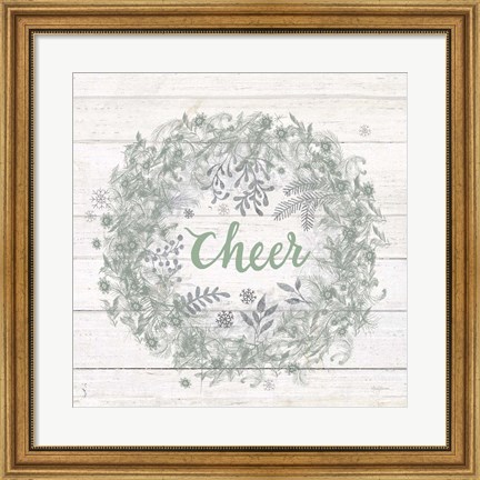 Framed Frosty Cheer Sage Silver Print