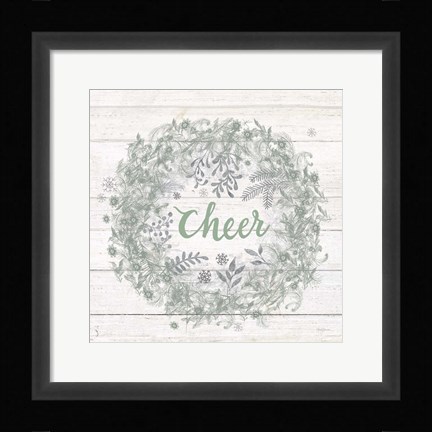 Framed Frosty Cheer Sage Silver Print