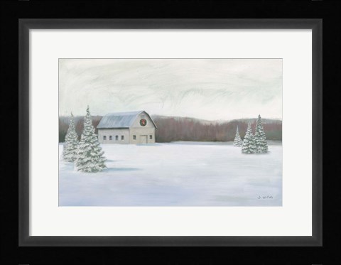 Framed Holiday Winter Barn Print