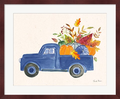 Framed Autumn Harvest II Navy Print