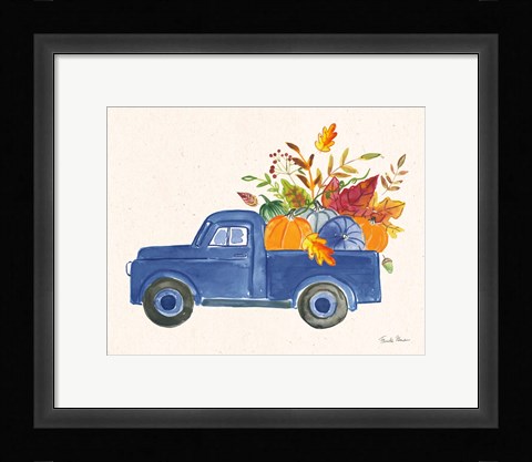 Framed Autumn Harvest II Navy Print