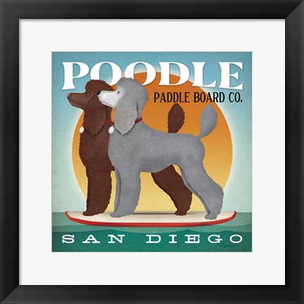 Framed Double Poodle Paddle Board Print