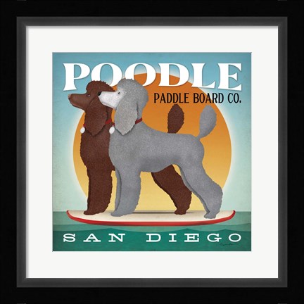 Framed Double Poodle Paddle Board Print
