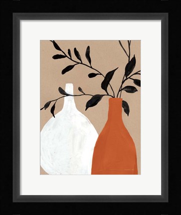 Framed Slender Stems II Terracotta Print