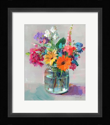 Framed Cottage Garden Bouquet I Print