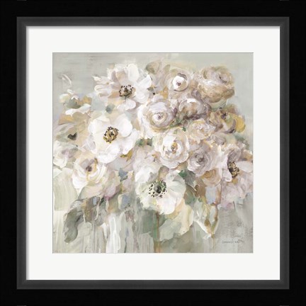Framed Blushing Bouquet Neutral Print