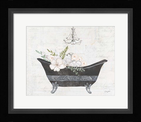 Framed Floral Bath II Print