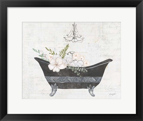 Framed Floral Bath II Print