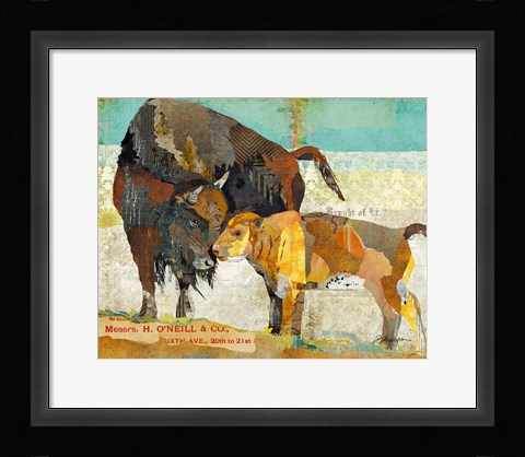 Framed Bison and Baby Print