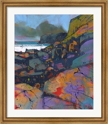 Framed Morfa Cove Rocks Print
