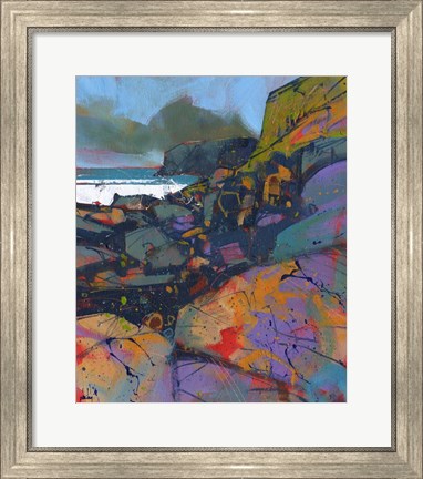 Framed Morfa Cove Rocks Print