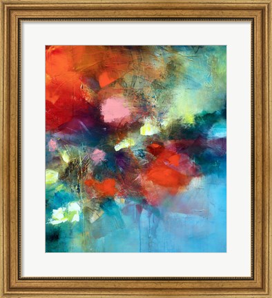 Framed Behind The Flowers Print
