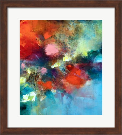 Framed Behind The Flowers Print