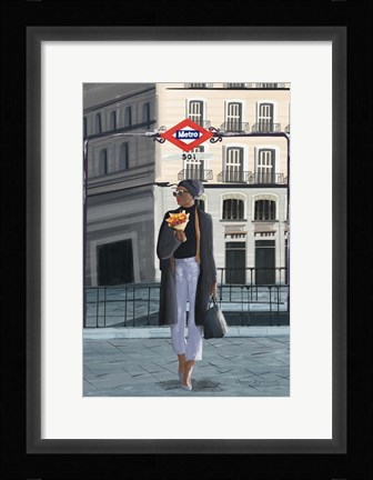 Framed Girl in Madrid Print