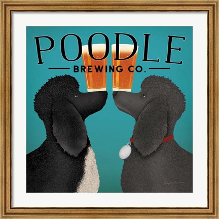 Framed Double Poodle Brewing Print