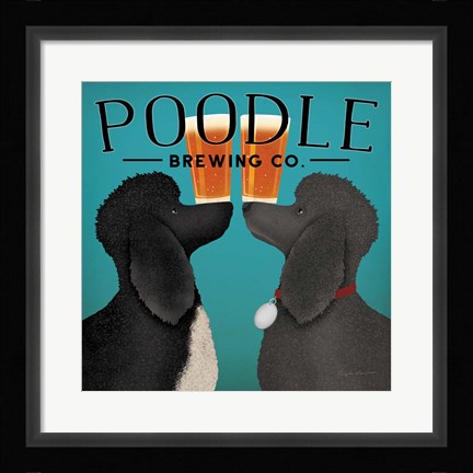 Framed Double Poodle Brewing Print
