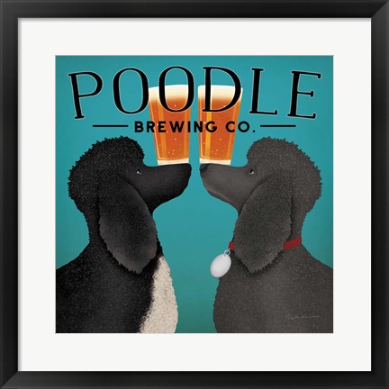 Framed Double Poodle Brewing Print