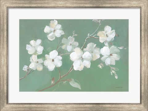 Framed Blossoms on Sage Print