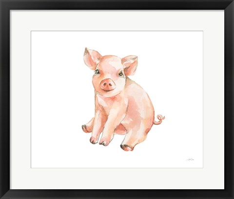 Framed Sweet Piggy Sitting Print