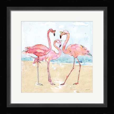 Framed Flamingo Fever Beach Print