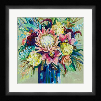Framed Marias Bouquet Sage Print