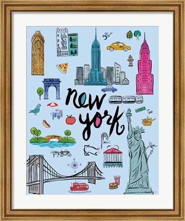 Framed Travel NYC Blue Print