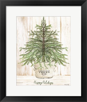 Framed Happy Holidays Tree Print