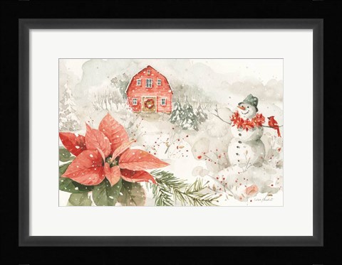 Framed Poinsettia Village I Print