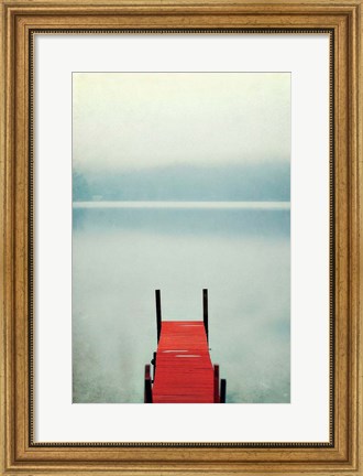 Framed Red Boat Dock Print